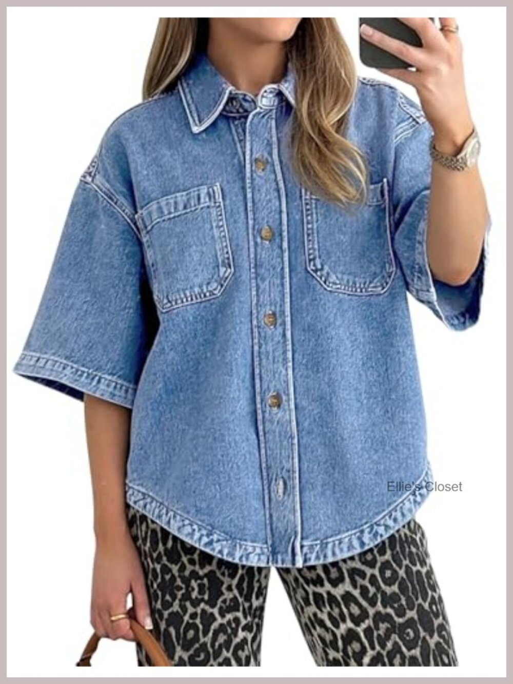 Women's Oversized Denim Shirt Long Sleeve Button Down
